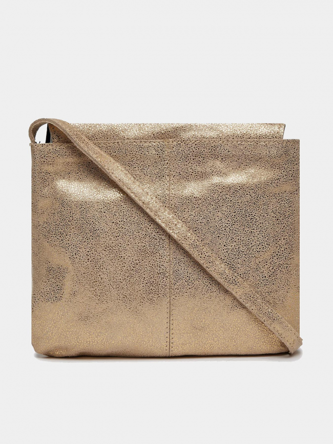 Sac bandoulière totally large cuir doré femme - Pieces