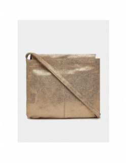 Sac bandoulière totally large cuir doré femme - Pieces