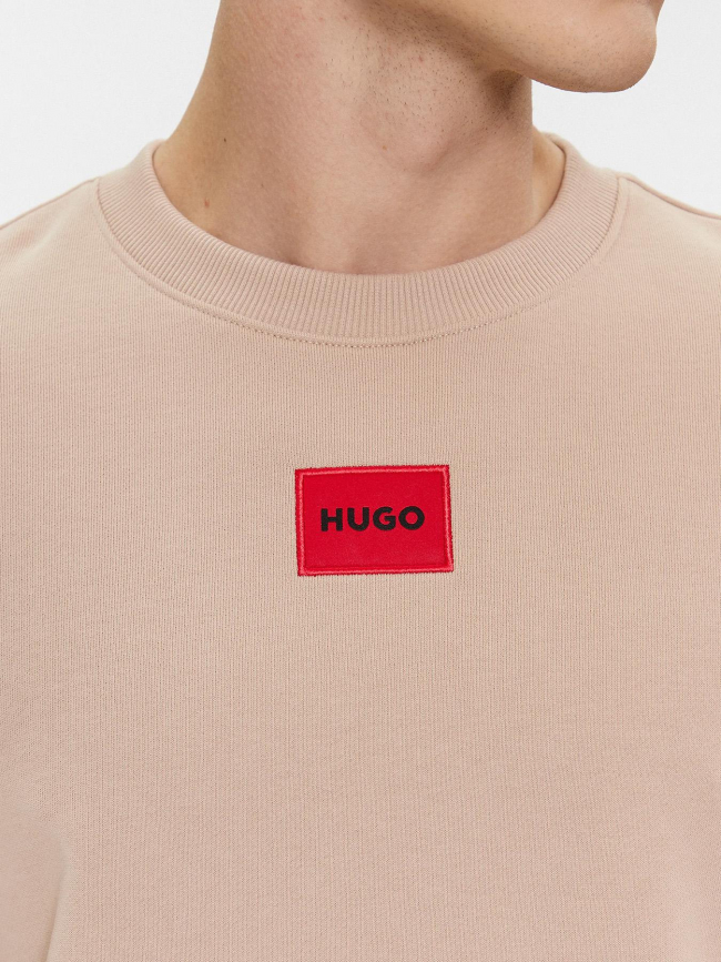 Sweat logo diragol beige homme - Hugo