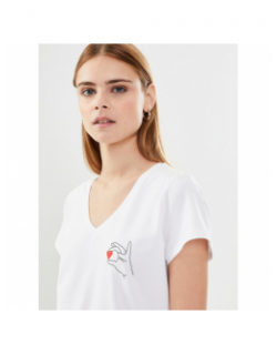 T-shirt col v merima imprimé coeur blanc femme - Pieces