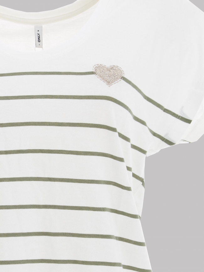 T-shirt emily heart rayures écru femme - Only