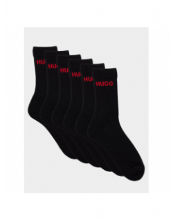 Pack 6 paires de chaussettes hautes rib noir - Hugo