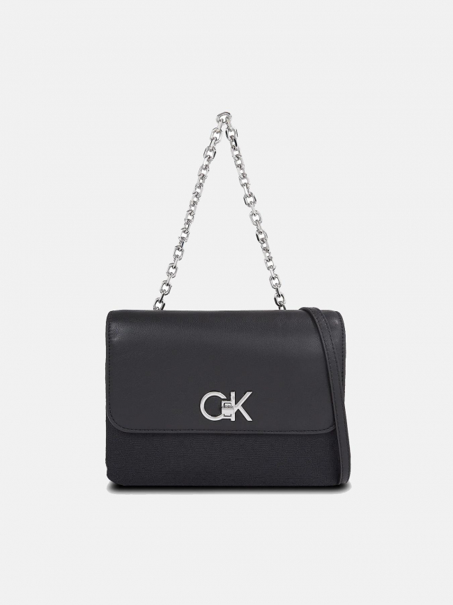 Sac bandoulière re-lock double guset noir femme - Calvin Klein