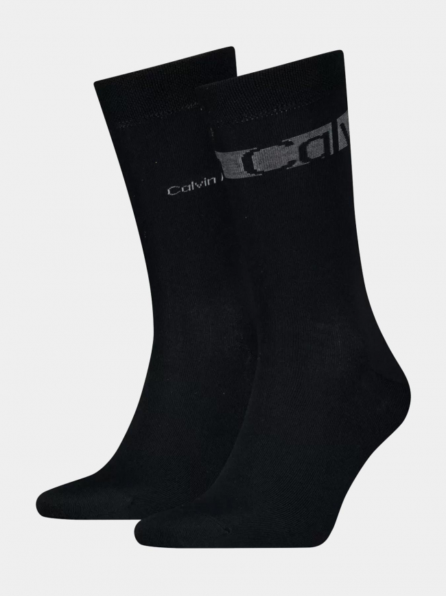 2 paires de chaussettes hautes logo noir homme - Calvin Klein