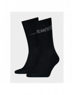 2 paires de chaussettes hautes logo noir homme - Calvin Klein