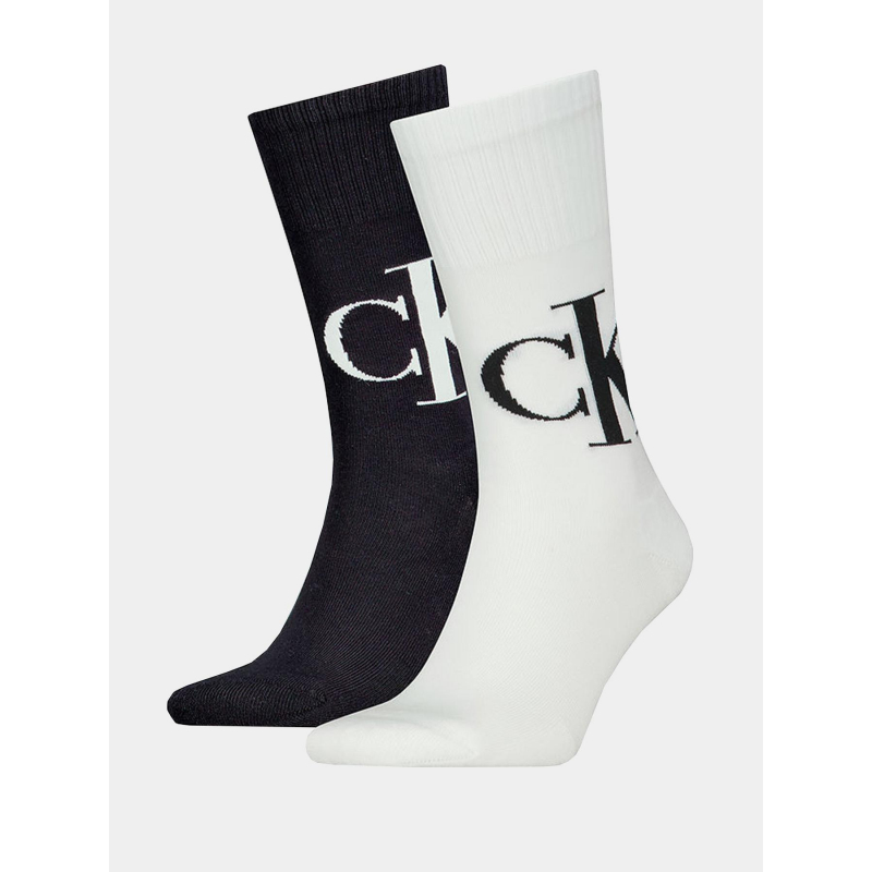 Pack 2 paires de chaussettes logo blanc noir homme - Calvin Klein Jeans