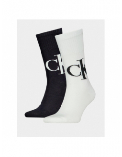 Pack 2 paires de chaussettes logo blanc noir homme - Calvin Klein Jeans