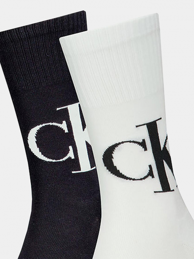 Pack 2 paires de chaussettes logo blanc noir homme - Calvin Klein Jeans
