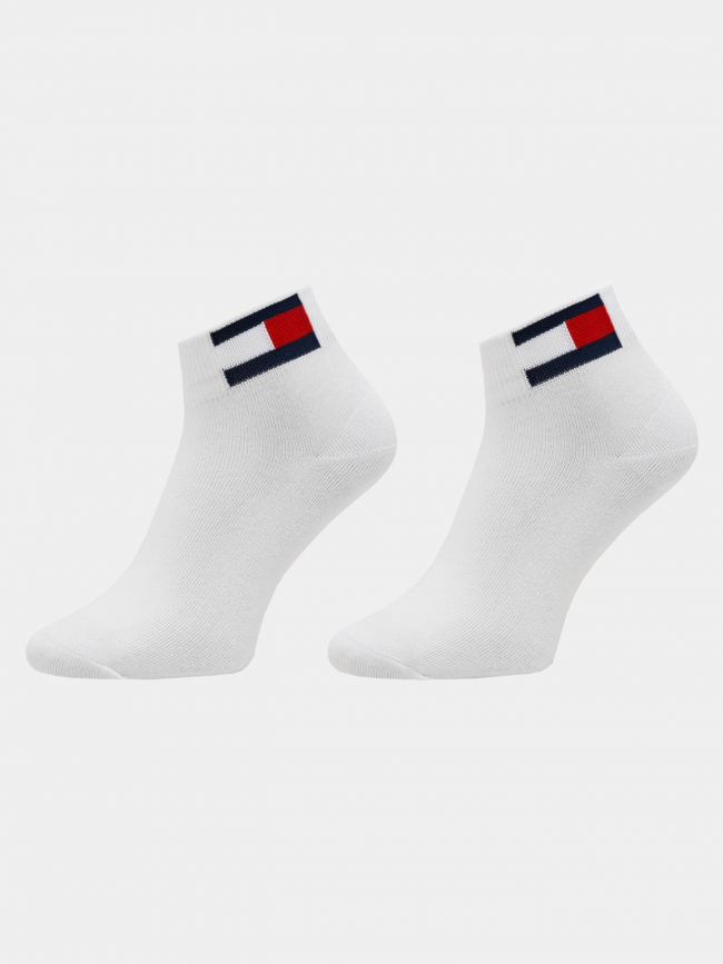 Pack 2 paires de chaussettes quarter flag blanc homme - Tommy Jeans
