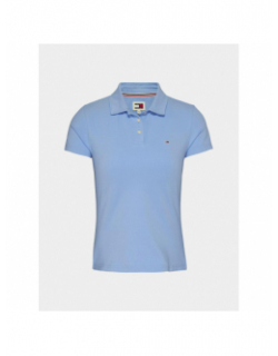 Polo slim essential logo bleu femme - Tommy Jeans