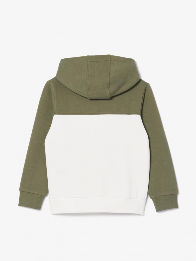 Sweat à capuche bicolore blanc kaki garçon - Lacoste