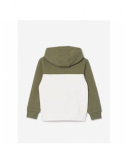 Sweat à capuche bicolore blanc kaki garçon - Lacoste