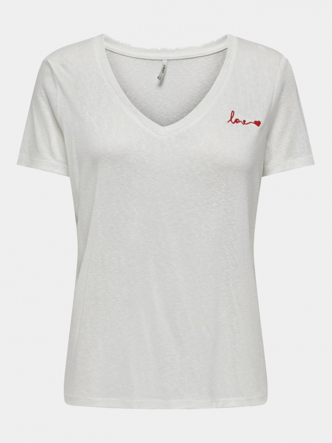T-shirt uni belle love blanc femme - Only