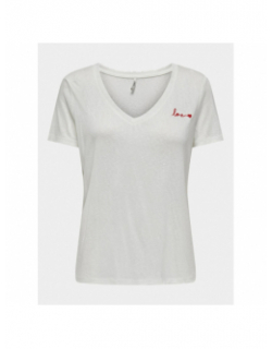 T-shirt uni belle love blanc femme - Only
