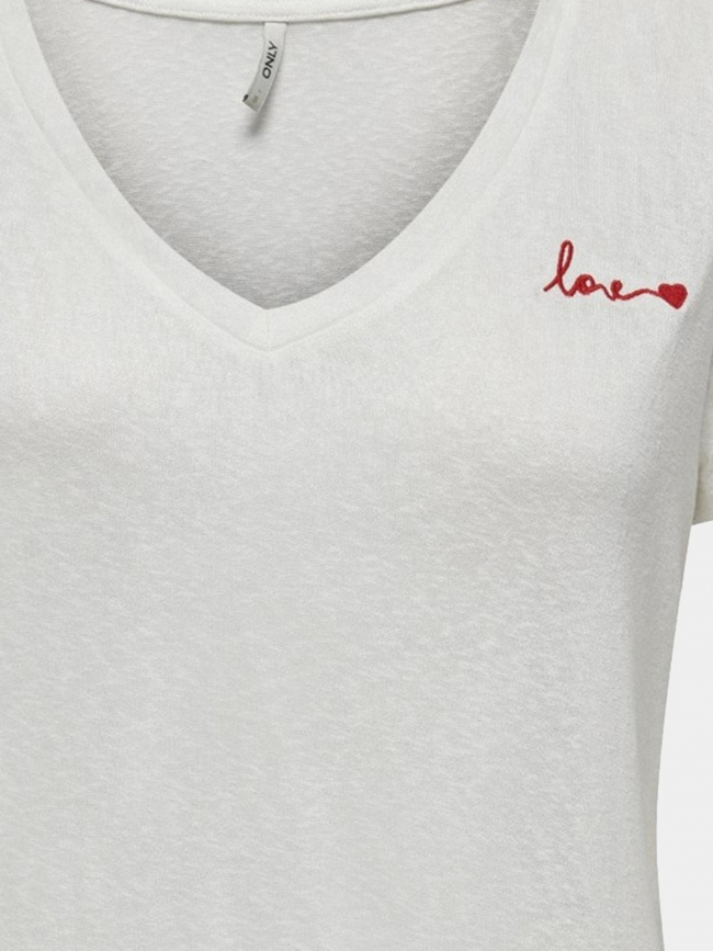 T-shirt uni belle love blanc femme - Only