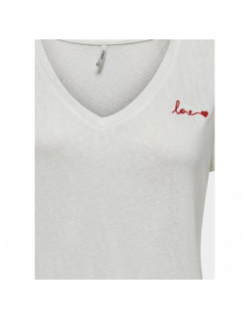 T-shirt uni belle love blanc femme - Only