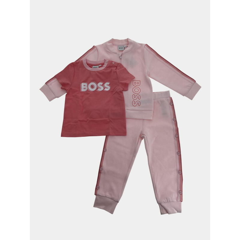 Coffret ensemble t-shirt jogging sweat rose bébé - Boss