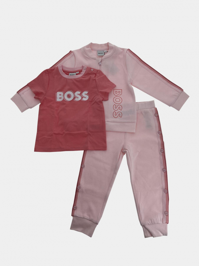 Coffret ensemble t-shirt jogging sweat rose bébé - Boss