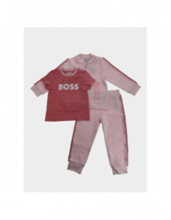 Coffret ensemble t-shirt jogging sweat rose bébé - Boss