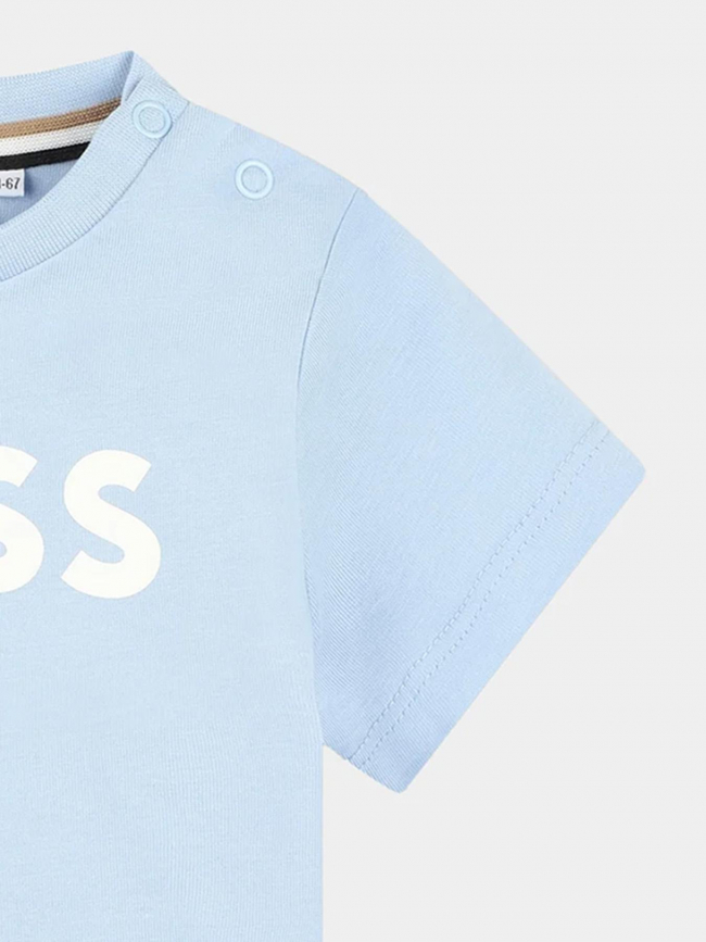T-shirt à pressions logo oxford bleu bébé - Boss