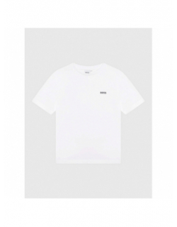 T-shirt uni logo 10-12 ans blanc garçon - Boss