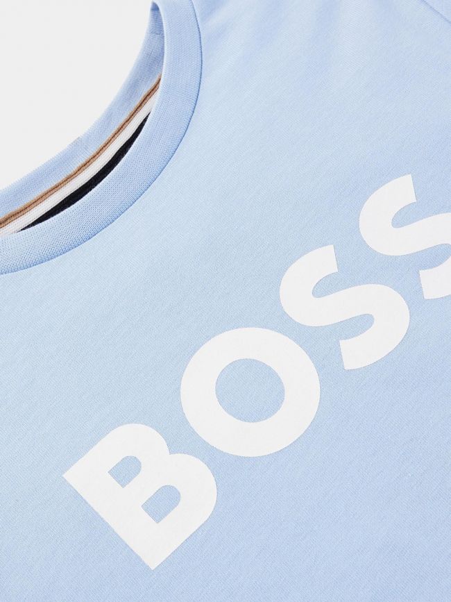 T-shirt logo 10-12 ans oxford bleu garçon - Boss