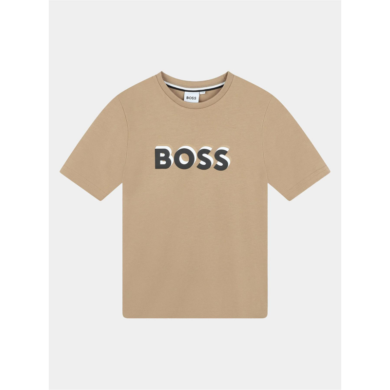 T-shirt logo 10-12 ans cookie marron garçon - Boss