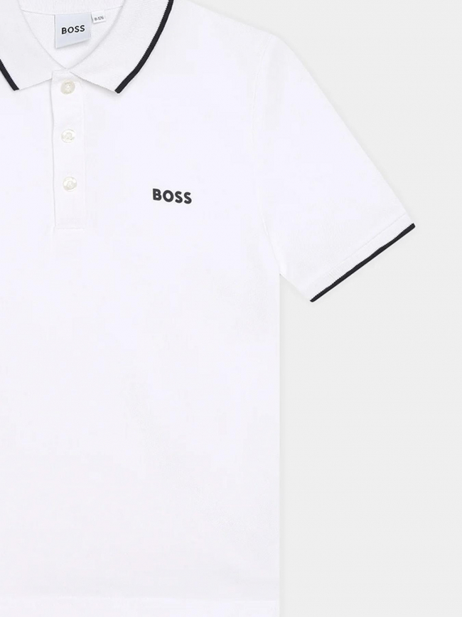 Polo uni logo 14-16 ans blanc garçon - Boss
