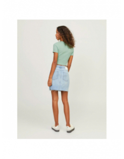 T-shirt crop côtelé florie vert femme - JJXX