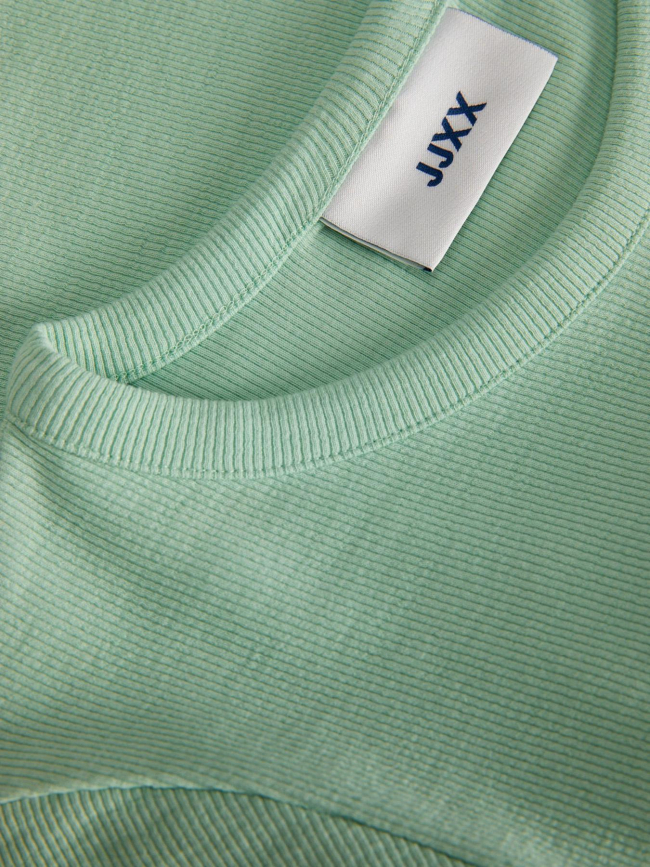 T-shirt crop côtelé florie vert femme - JJXX