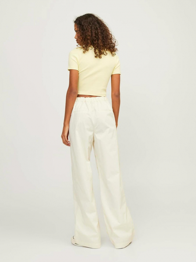 T-shirt crop côtelé florie jaune femme - JJXX