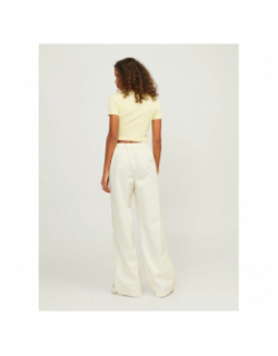 T-shirt crop côtelé florie jaune femme - JJXX