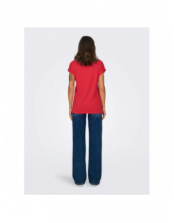 T-shirt col v dentelle moster rose femme - Only