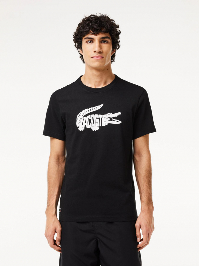 T-shirt ultra dry imprimé logo croco noir homme - Lacoste