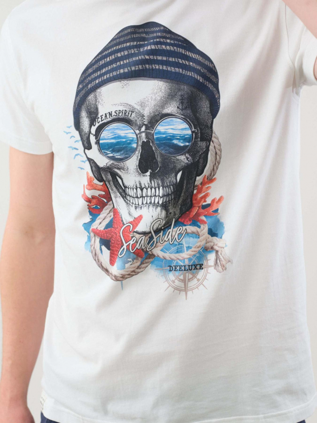 T-shirt nautica squelette blanc homme - Deeluxe