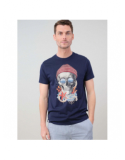 T-shirt nautica squelette bleu marine homme - Deeluxe