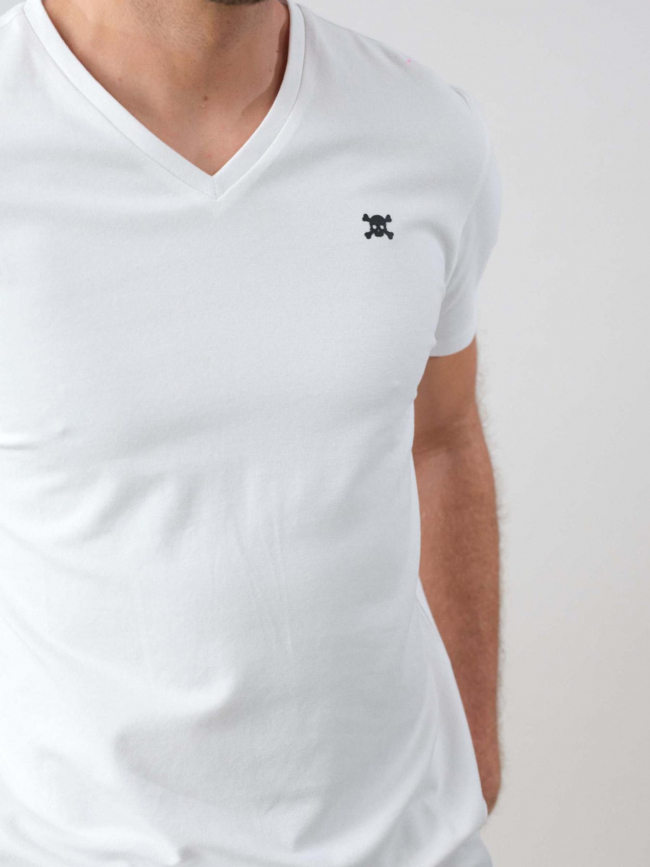 T-shirt col v yazel blanc homme - Deeluxe