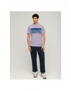 T-shirt classique à rayure logo cali violet homme - Superdry