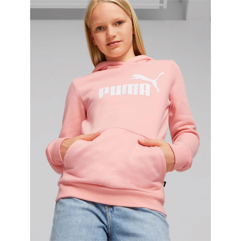 Sweat à capuche uni logo essential rose fille - Puma