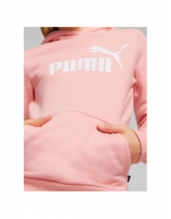 Sweat à capuche uni logo essential rose fille - Puma