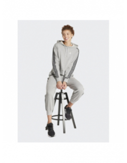 Sweat à capuche stripes motif animal gris femme - Adidas