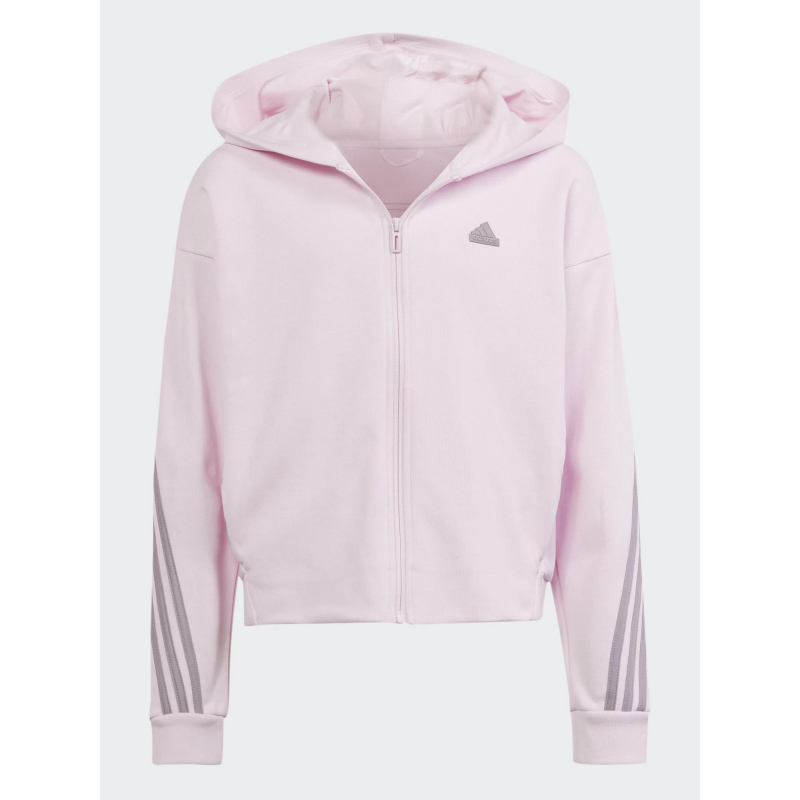 Sweat à capuche zippé uni fi 3s rose fille - Adidas