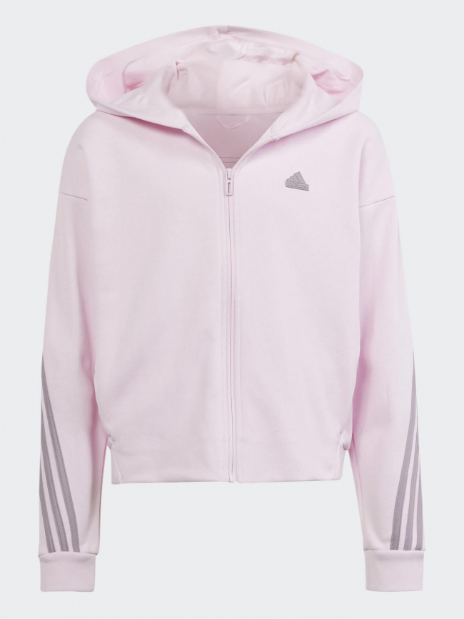 Sweat à capuche zippé uni fi 3s rose fille - Adidas