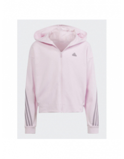 Sweat à capuche zippé uni fi 3s rose fille - Adidas