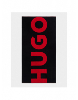Serviette de bain large logo noir rouge - Hugo