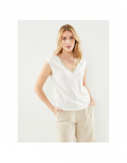 T-shirt col v galdora blanc col v doré blanc femme - Vero Moda