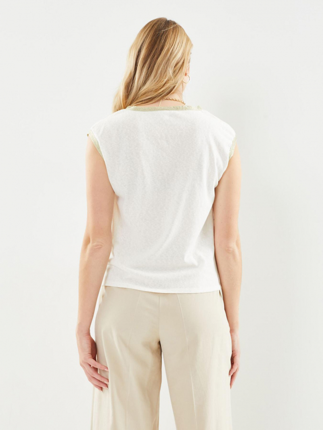 T-shirt col v galdora blanc col v doré blanc femme - Vero Moda