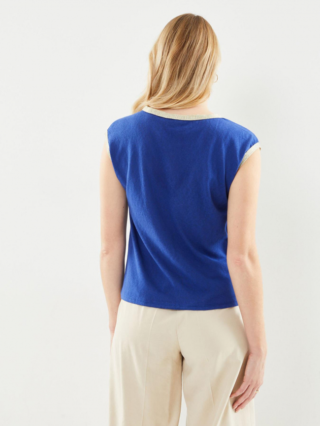 T-shirt galdora col v doré bleu femme - Vero Moda