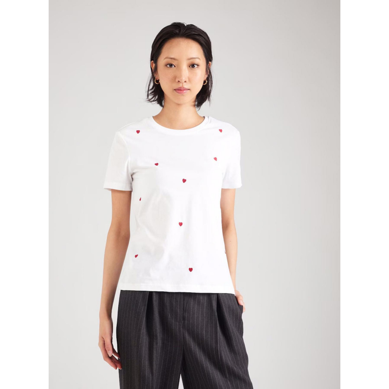 T-shirt coeur brodé ketty blanc femme - Only