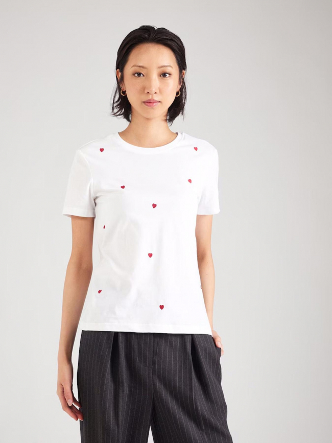 T-shirt coeur brodé ketty blanc femme - Only